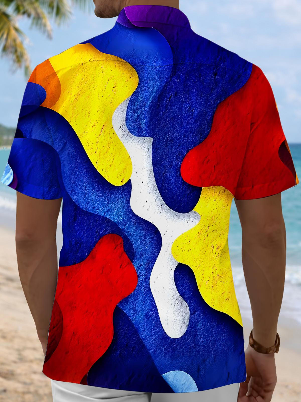Men's solid pocket short sleeve shirt back view
