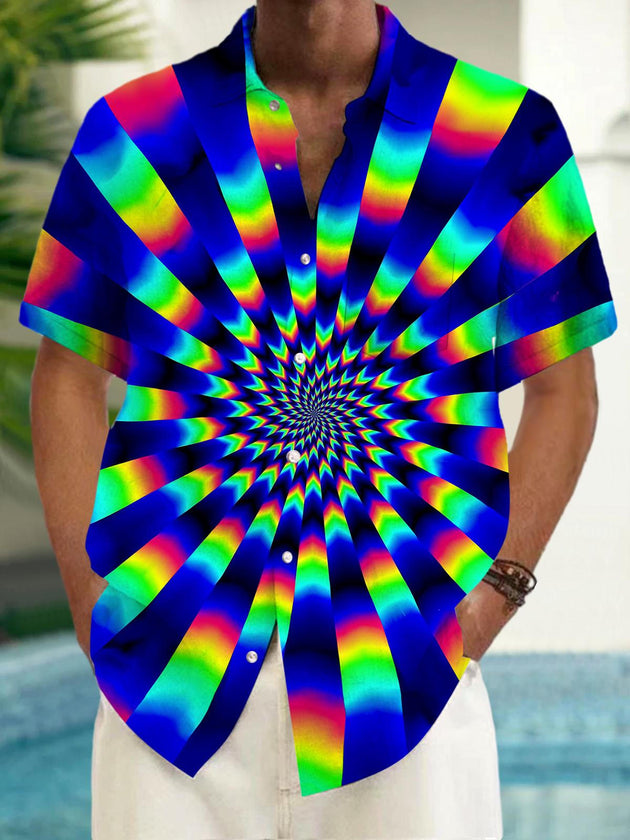 men's abstract tie dye short sleeve shirt front view