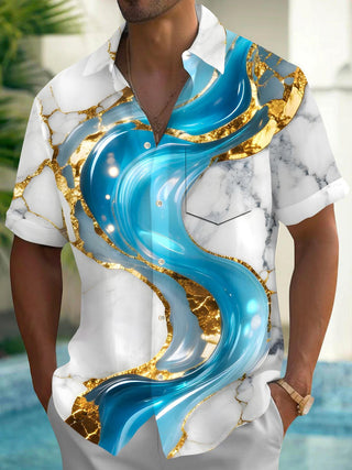 Men's abstract print short sleeve shirt front view