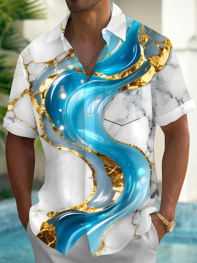 Men's abstract print short sleeve shirt front view