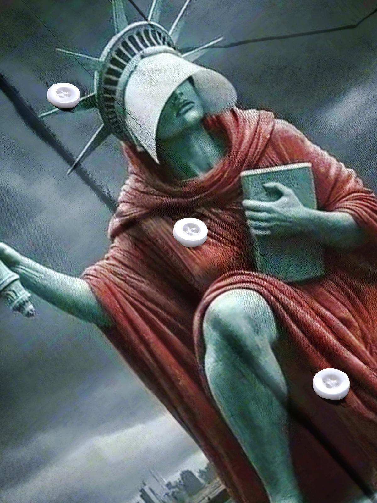 The Statue of Liberty Print Men's Pocket Short Sleeve Shirts