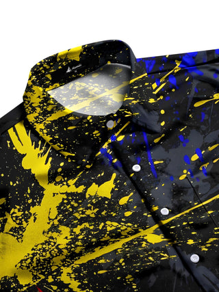 Men's geometric print short sleeve shirt side view