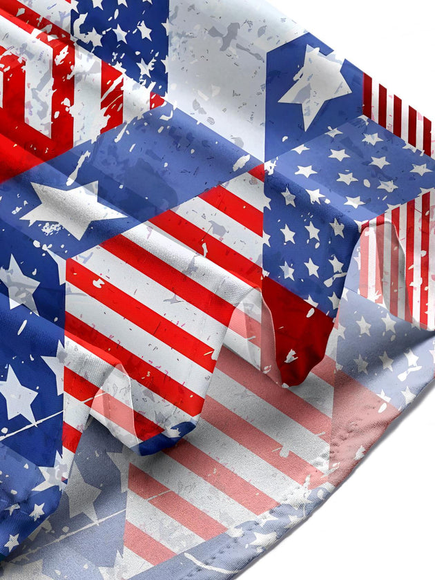 Independence Day American Flag Men's Pocket Short Sleeve Shirts