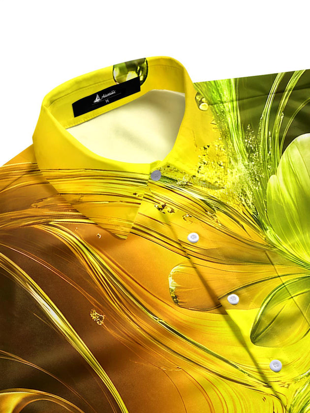 men's abstract floral print short sleeve shirt side view