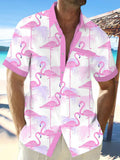 Flamingo Leaf Hawaiian Men's Pocket Short Sleeve Shirts