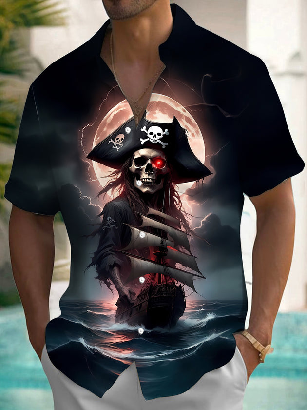 men's skull print shirt front view