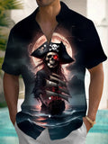 Pirate Skull Ship Men's Pocket Short Sleeve Shirts