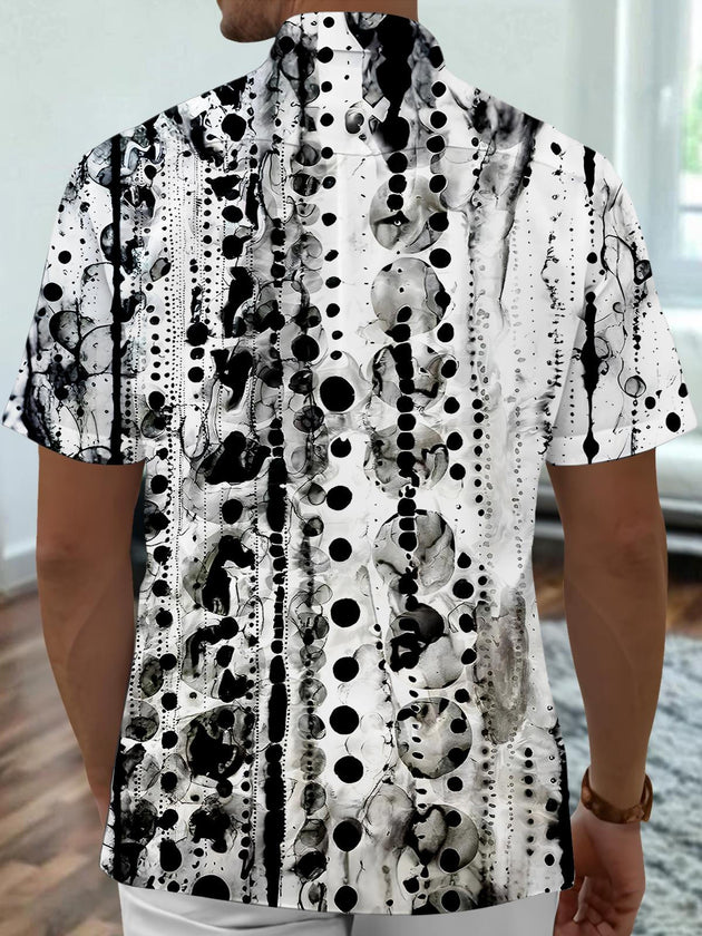 Men's abstract tie dye short sleeve shirt back view