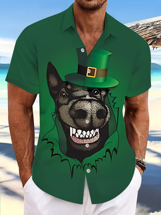 men's dog print shirt front view