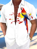 Parrot Print Men's Pocket Short Sleeve Shirts