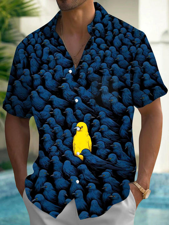 Men's Bird short sleeve pocket shirt front view
