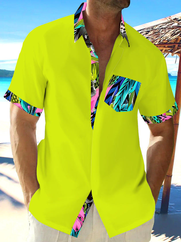 men's feather print shirt front view