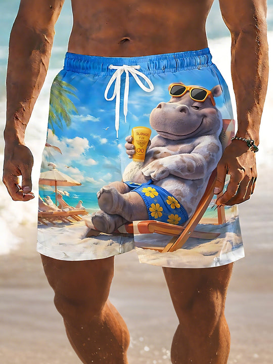 men's Hawaiian casual pants front view tropical beach vacation