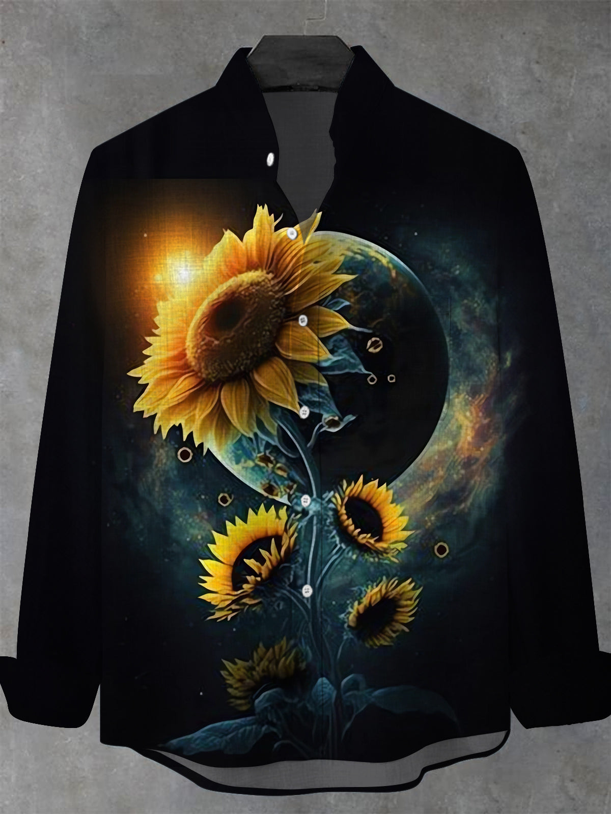 Sunflower Planet Men's Pocket Long Sleeve Stand Collar Shirts