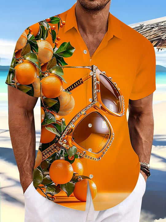 men's fruit sunglasses print short sleeve shirt front view