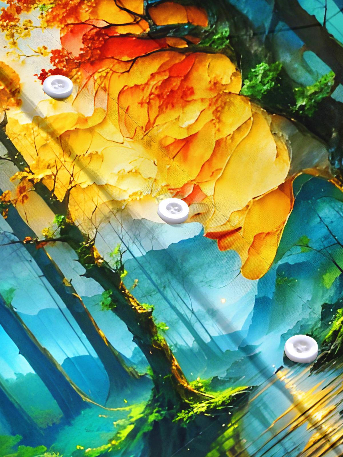 Art Face Forests Mountains Rivers Men's Pocket Short Sleeve Shirts