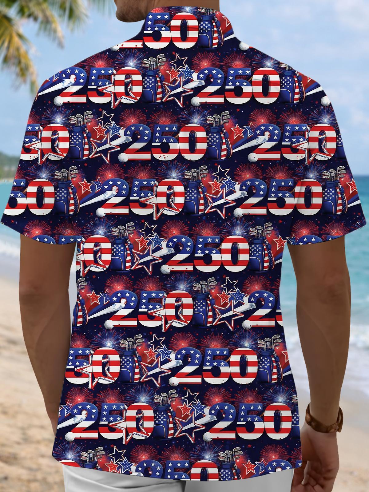 men's short sleeve shirt back view American 250th anniversary print