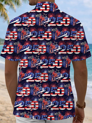 men's short sleeve shirt back view American 250th anniversary print