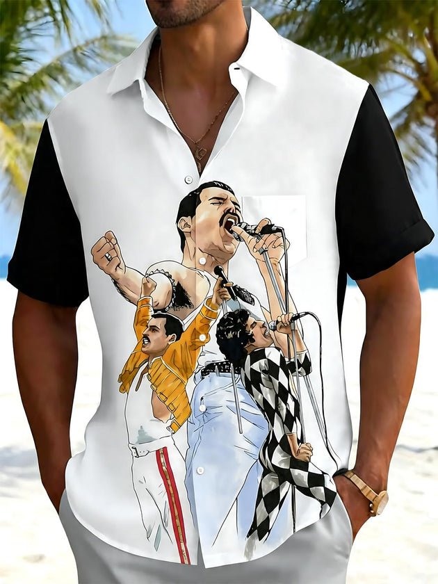 men's music print shirt front view