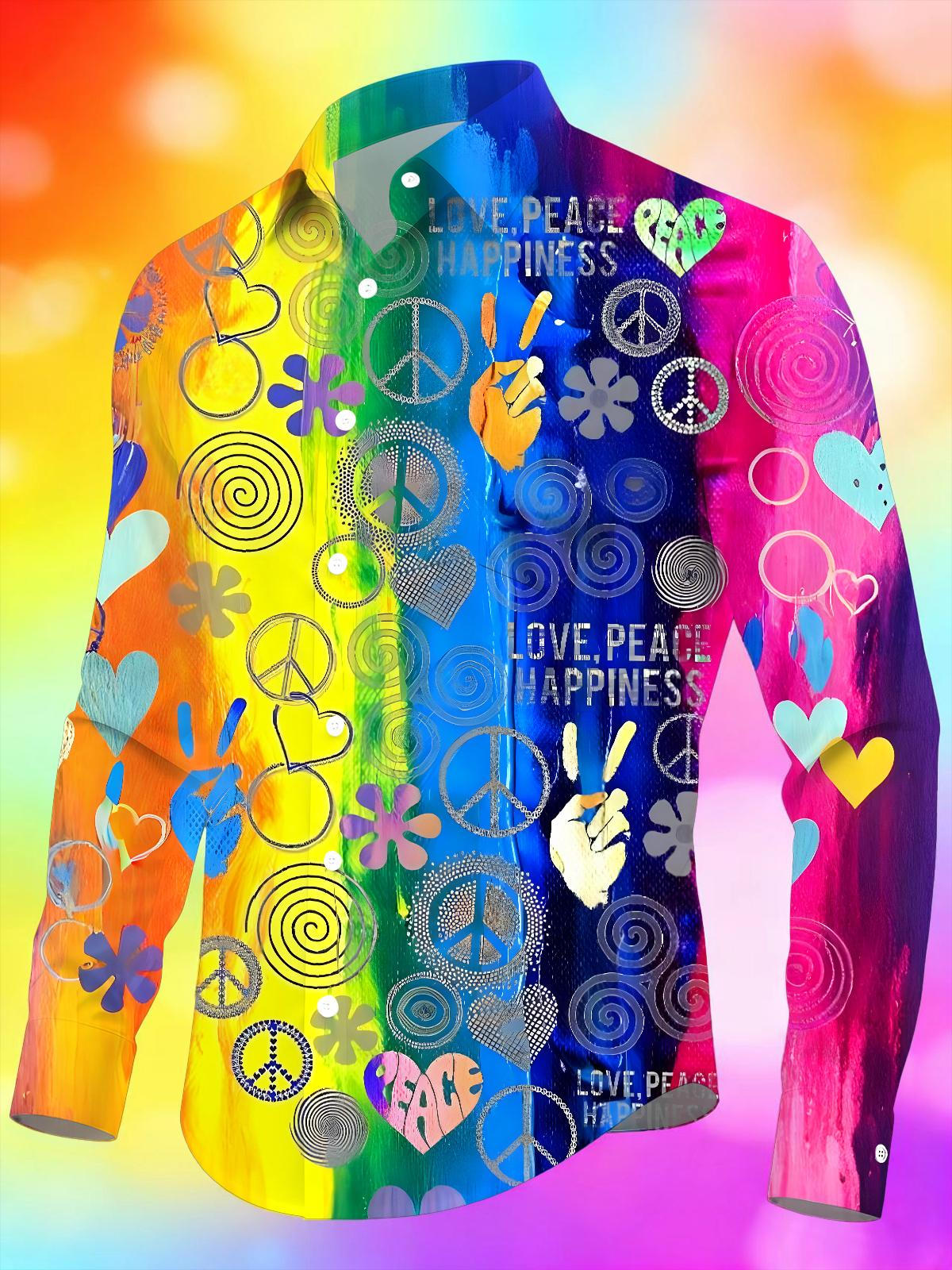 Tie Dye Hippie Men's Pocket Long Sleeve Shirts