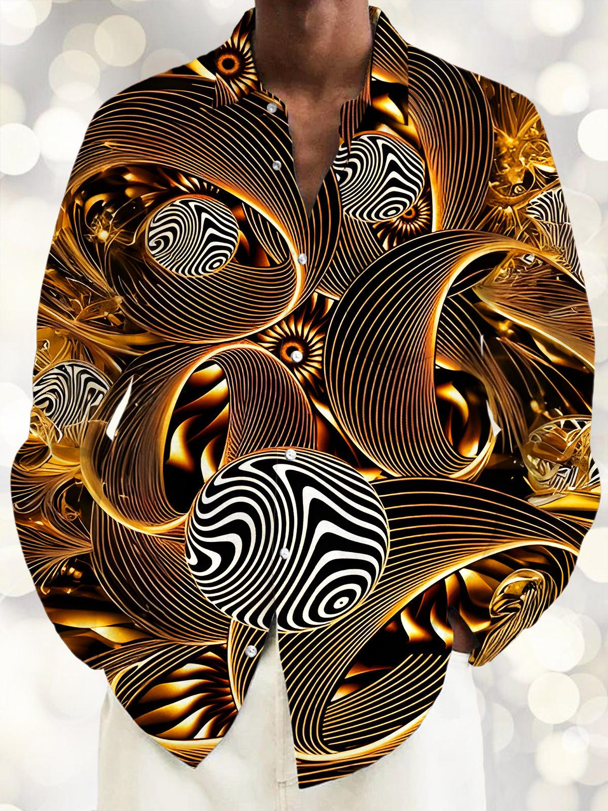 Art Gilded Abstract Men's Pocket Long Sleeve Shirts