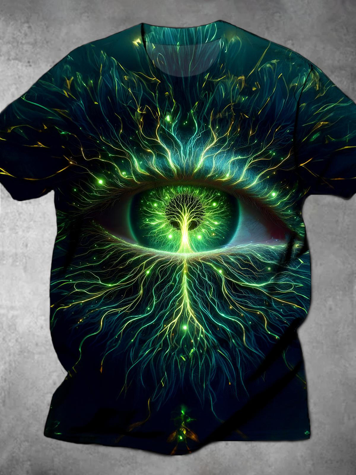 Eyes Round Neck Short Sleeve Men's T-shirt