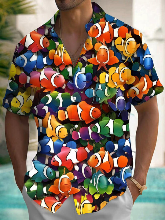 men's ocean print shirt front view