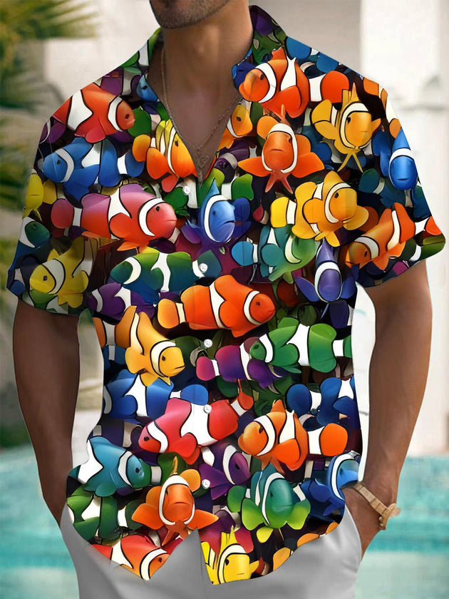 men's ocean print shirt front view