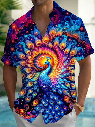 Peacock Men's Pocket Short Sleeve Shirts