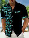 Skull Print Men's Pocket Short Sleeve Shirts