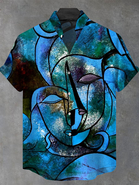 men's short sleeve stand collar pocket shirt front view