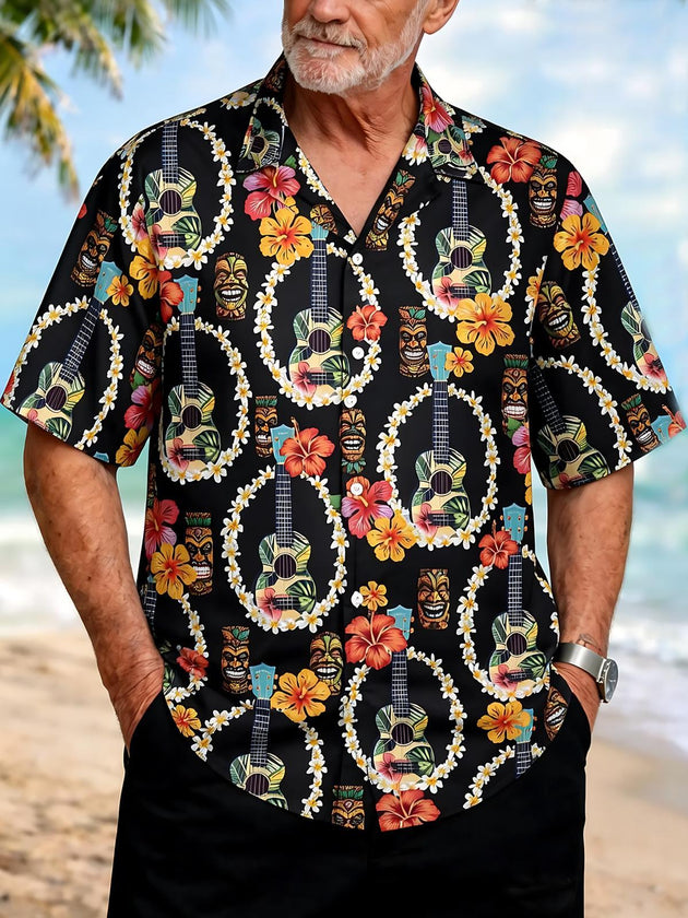 men's Hawaiian shirt front view tropical beach vacation
