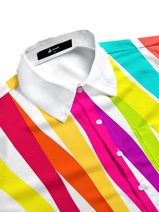 Men's vibrant multicolor short sleeve shirt side view