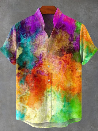 men's abstract print shirt front view