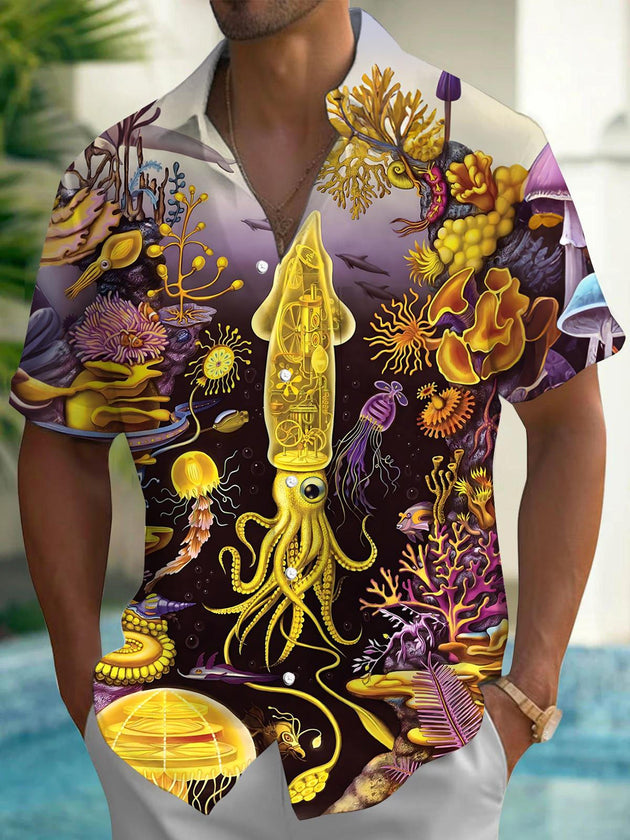 men's art print shirt front view