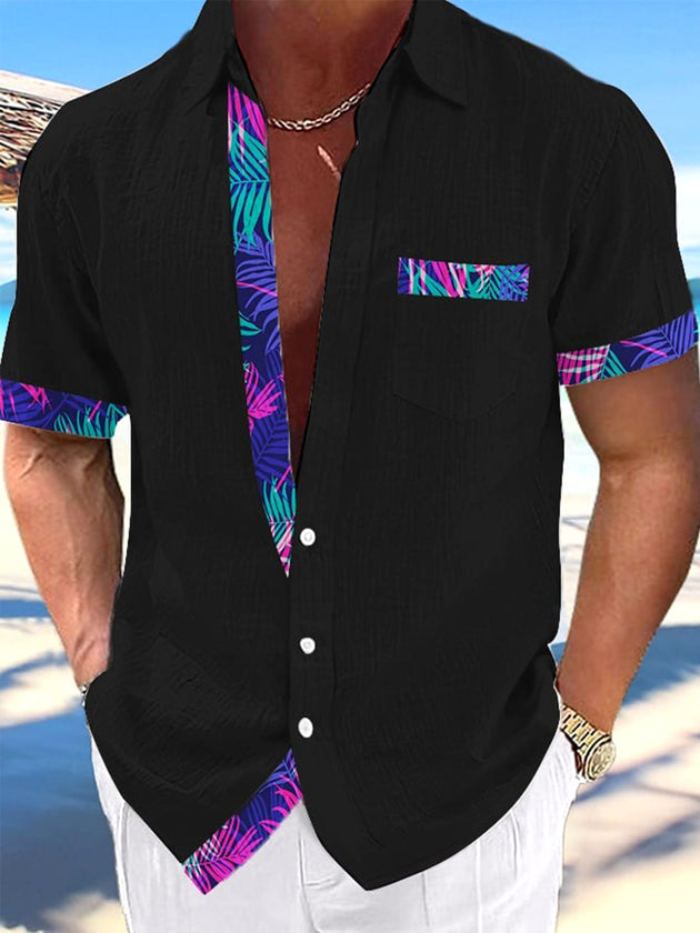 men's Hawaiian shirt front view tropical beach vacation