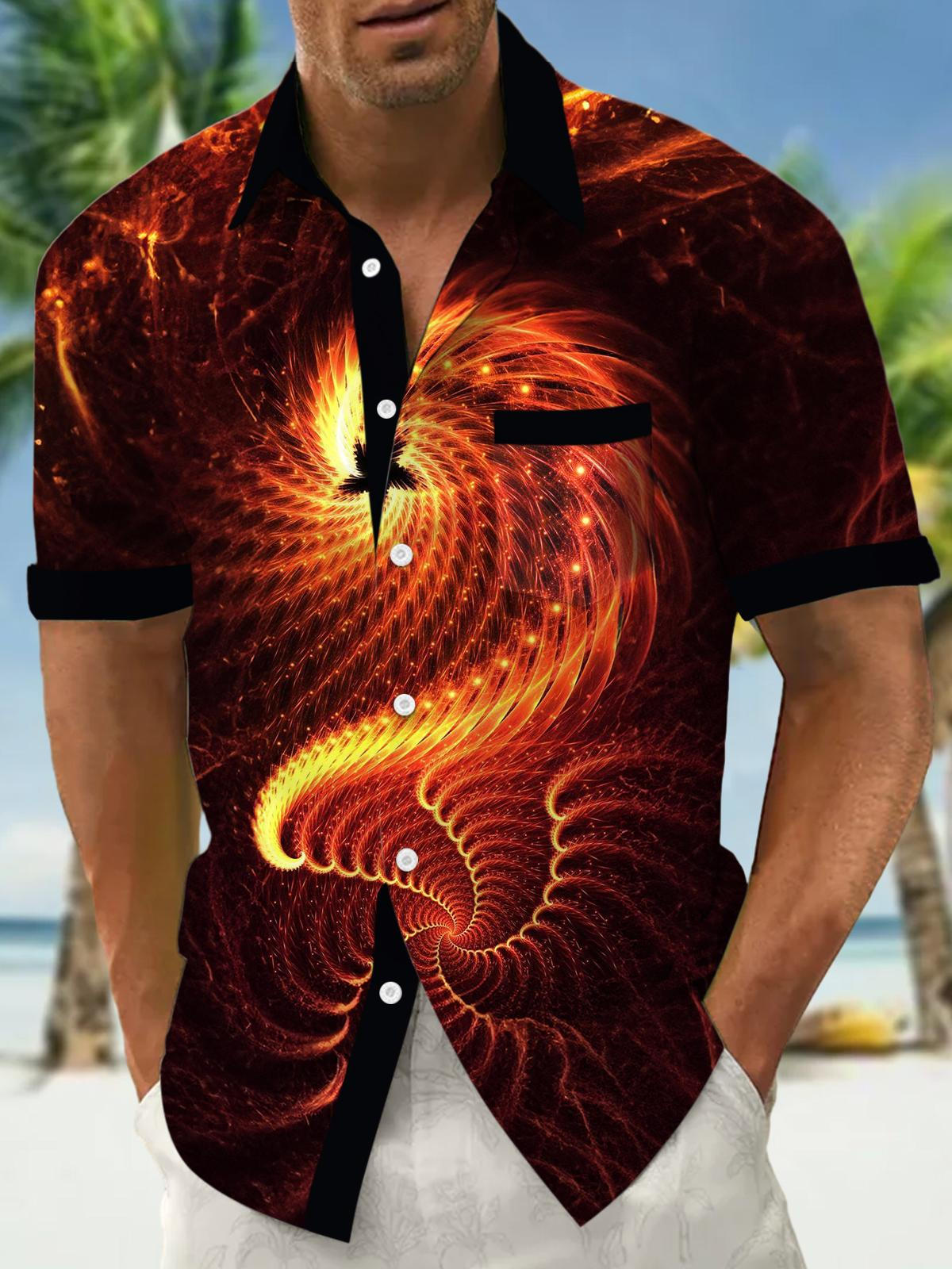 Abstract Men's Pocket Short Sleeve Shirts