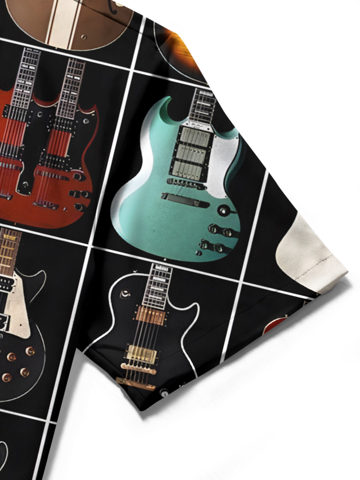 Guitar Print Men's Pocket Short Sleeve Shirts