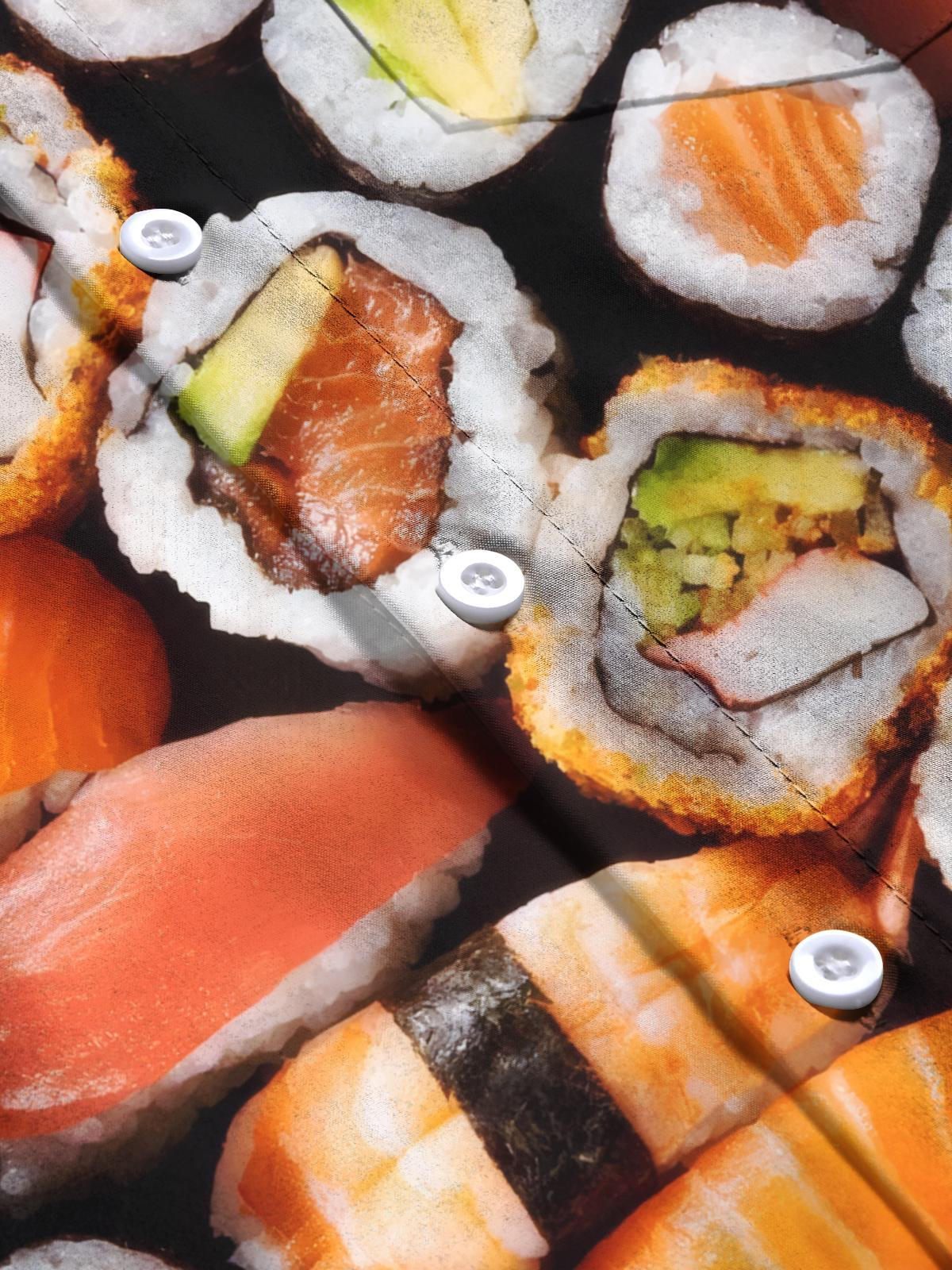 Sushi Print Men's Pocket Short Sleeve Shirts