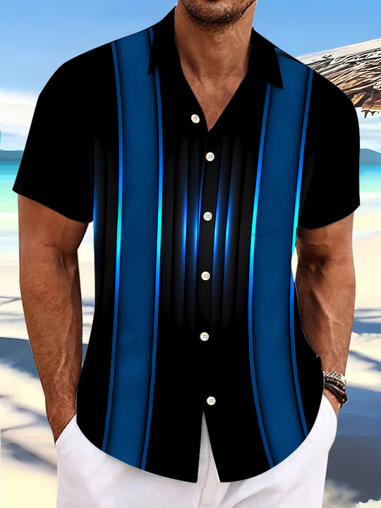 Men's Geometric Pattern Short Sleeve Shirt Front View