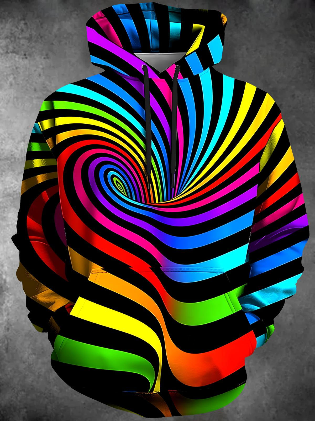 Tie Dye Long Sleeve Hooded Pocket Men's Top