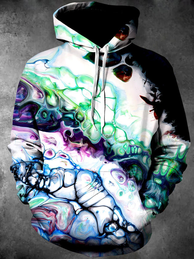 Men's abstract print long sleeve pullover hoodie front view