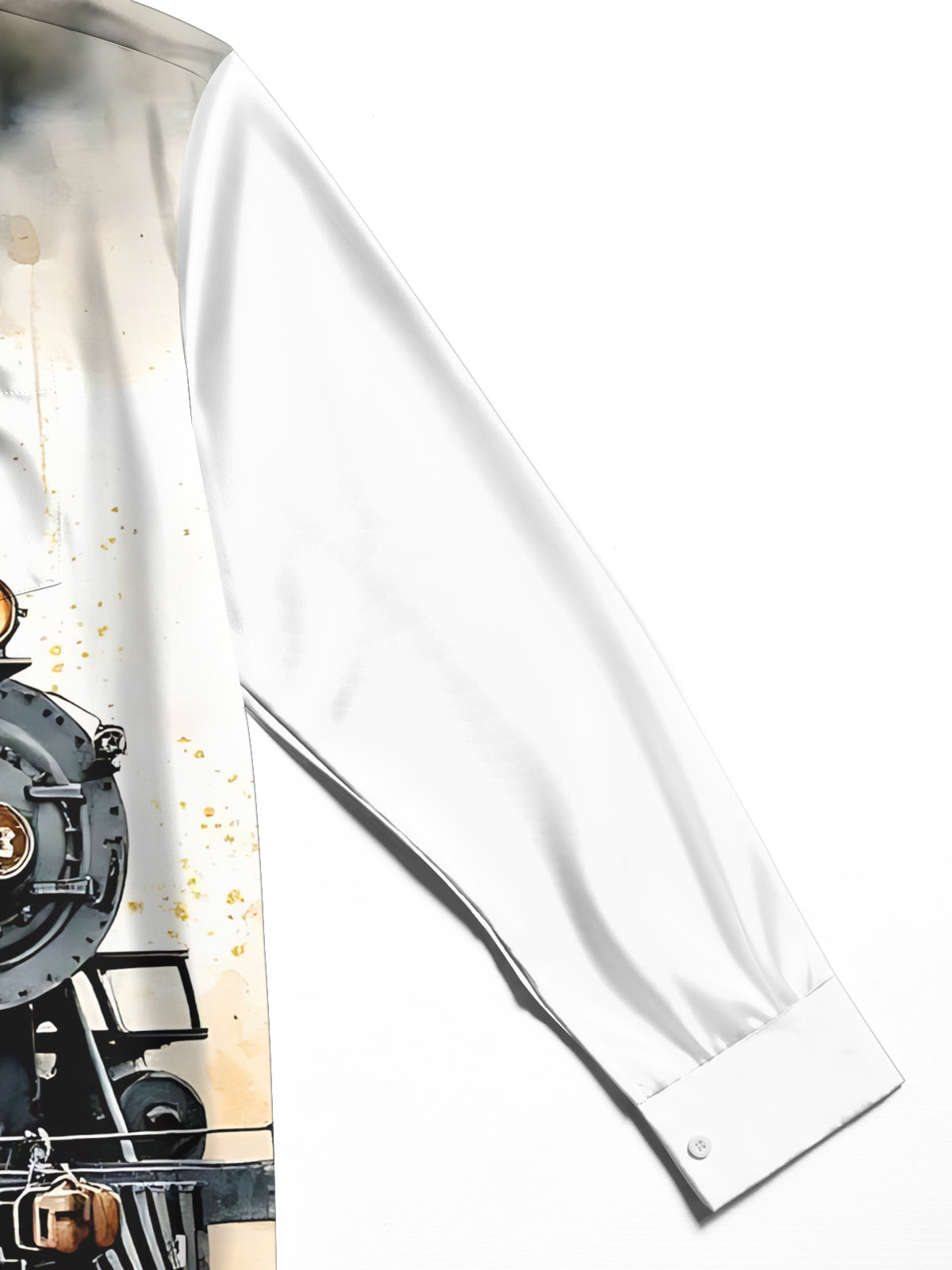 Western Cowboy Train Print Men's Pocket Long Sleeve Shirts