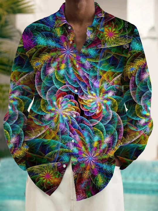 men's abstract print long sleeve shirt front view