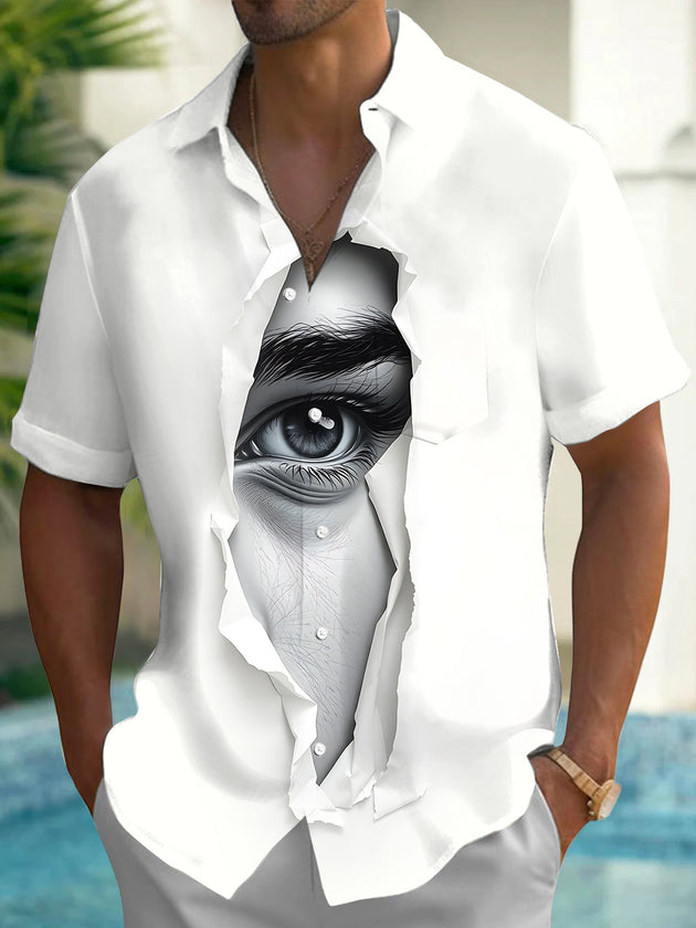 men's eye graphic print shirt front view
