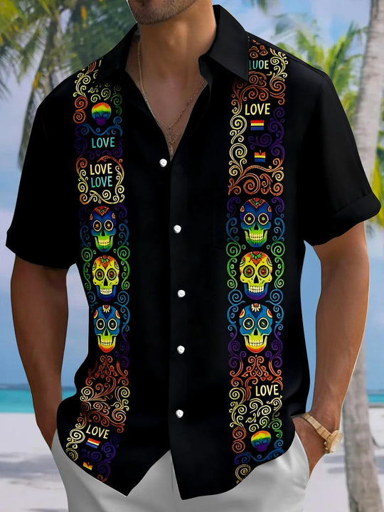 Skull Men's Pocket Short Sleeve Shirts