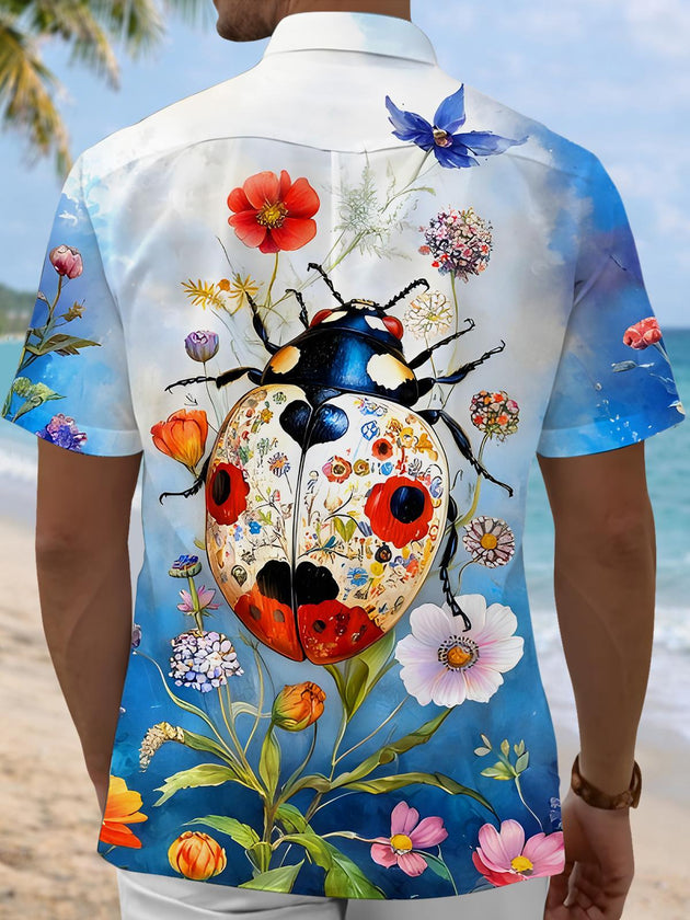 men's flower print shirt back view