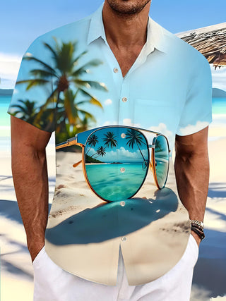 men's Hawaiian shirt front view beach vacation