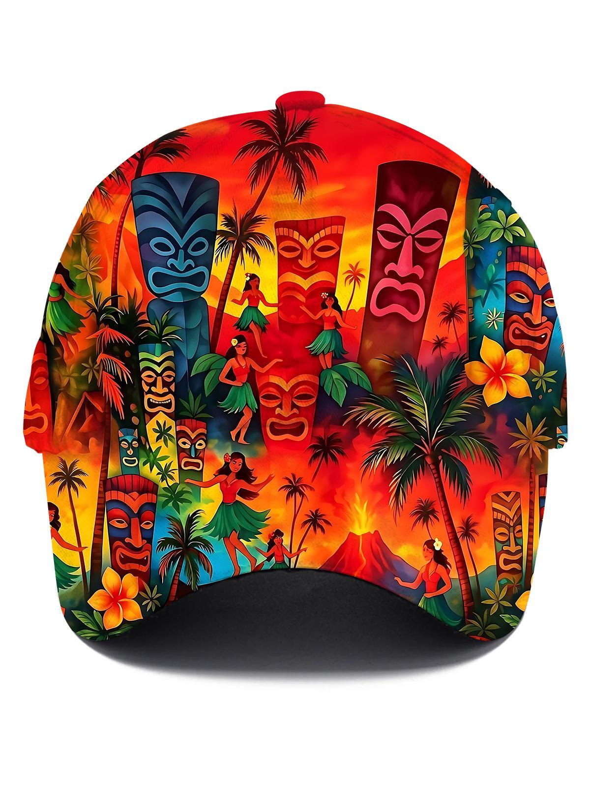 Hawaiian Coconut Tree Tiki Men's Print Baseball Cap
