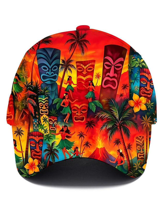 Hawaiian Coconut Tree Tiki Men's Print Baseball Cap